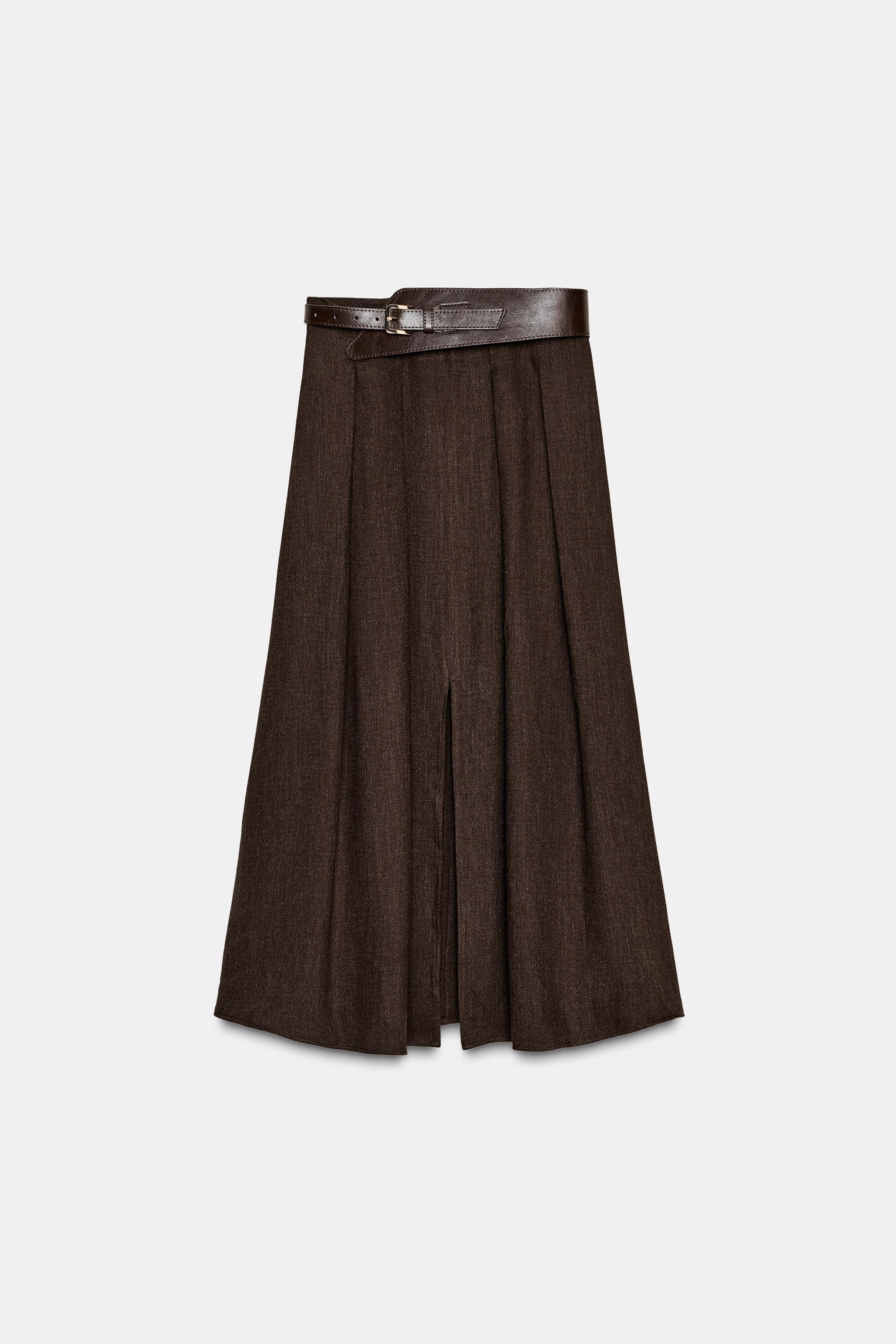 BELTED MIDI SKIRT